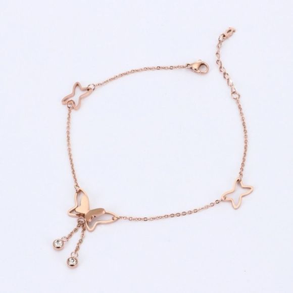 β¨π¦ Boho anklet rose gold butterfly π¦ - Picture 1 of 5